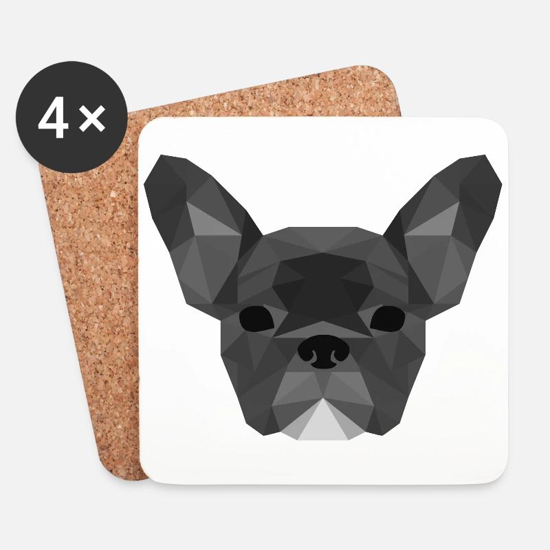 Low Poly Frenchie grey - Untersetzer (4er-Set) - Weiß