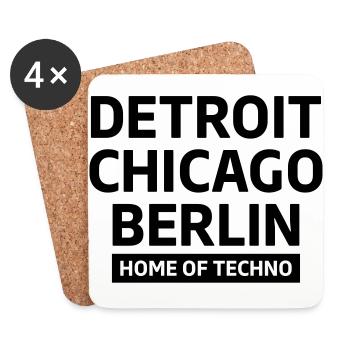 Detroit Chicago Berlin home of techno minimal Club - Coasters (set of 4) - white - Front