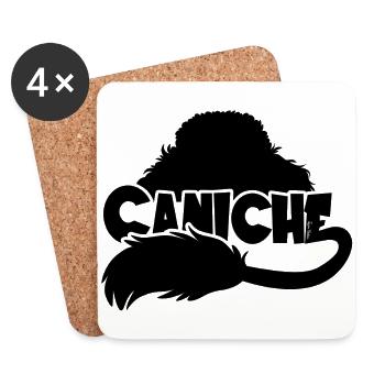 Silhouette Caniche - Noir - Dessous de verre (lot de 4) - blanc - Devant