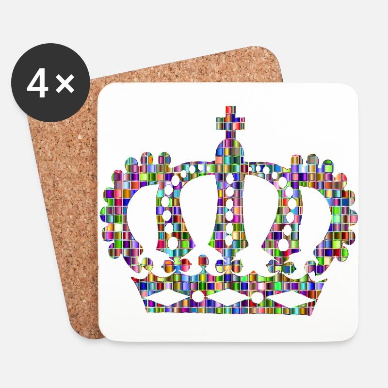 Regenbogen Bunte Krone - Untersetzer (4er-Set) - Weiß