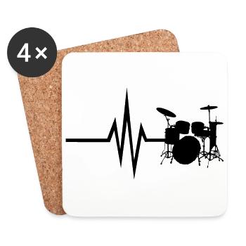 Mon cœur bat pour les percussions - Instrument - Dessous de verre (lot de 4) - blanc - Devant