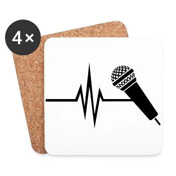Mein Herz schlägt für Gesang - Musik Singen Mikro - Untersetzer (4er-Set) - Weiß - Vorne