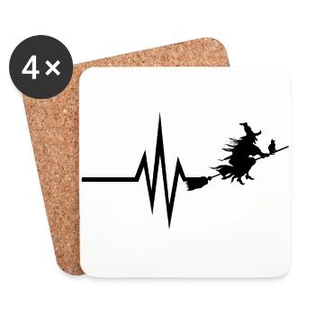 My heart beats for witches - Halloween pumpkin - Coasters (set of 4) - white - Front