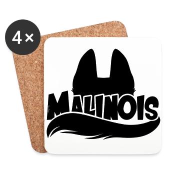 Abbildung Malinois - Untersetzer (4er-Set) - Weiß - Vorne