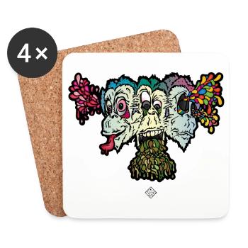 Monkey of Wisdom - Coasters (set of 4) - white - Front