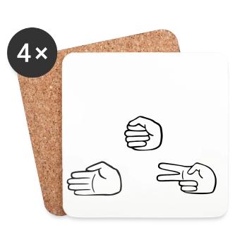 FUN - FliFlaFlu Schere Stein Papier wie Erwachsene - Untersetzer (4er-Set) - Weiß - Vorne