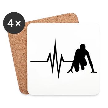 Mein Herz schlägt für Laufen - Sprint Jogging Fit - Untersetzer (4er-Set) - Weiß - Vorne