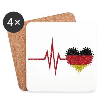 Mon cœur bat pour l'Allemagne - patrie allemande - Dessous de verre (lot de 4) - blanc - Devant