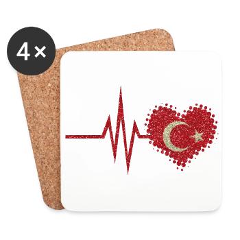 My heart beats for Turkey Türkiye Cumhuriyeti - Coasters (set of 4) - white - Front