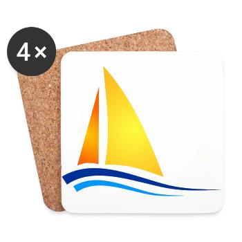 boat sailing boat uboot sailboat sailing yacht - Coasters (set of 4) - white - Front