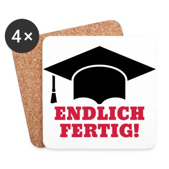 Doktorhut Endlich fertig Promotion Doktorarbeit - Untersetzer (4er-Set) - Weiß - Vorne