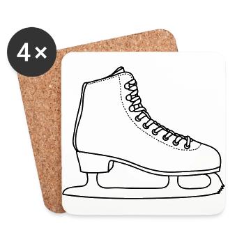 SCHLITTSCHUH Eiskunstlauf - Untersetzer (4er-Set) - Weiß - Vorne