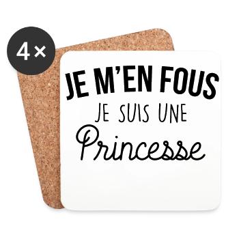 je m en fous je suis une princesse - Dessous de verre (lot de 4) - blanc - Devant