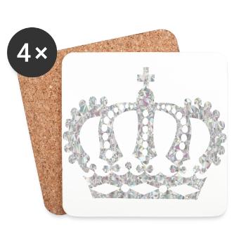 krone crown koenig king castle schloss tower burg2 - Untersetzer (4er-Set) - Weiß - Vorne