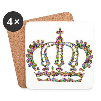 krone crown koenig king castle schloss tower burg1 - Untersetzer (4er-Set) - Weiß - Vorne