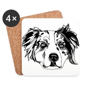 Australian Shepherd - Coasters (set of 4) - white - Front