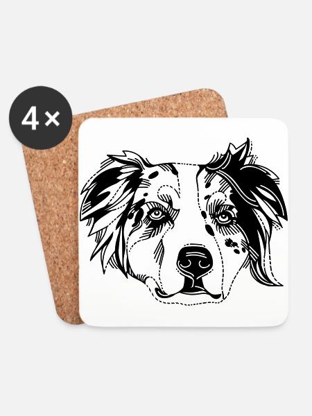 Australian Shepherd - Untersetzer (4er-Set) - Weiß