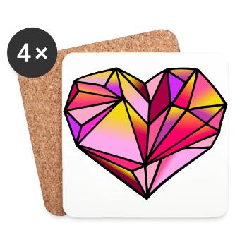Valentine's Day Heart geometric - Coasters (set of 4) - white - Front