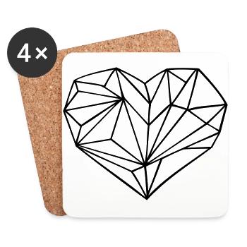 Heart geometric own color choice of design - Coasters (set of 4) - white - Front