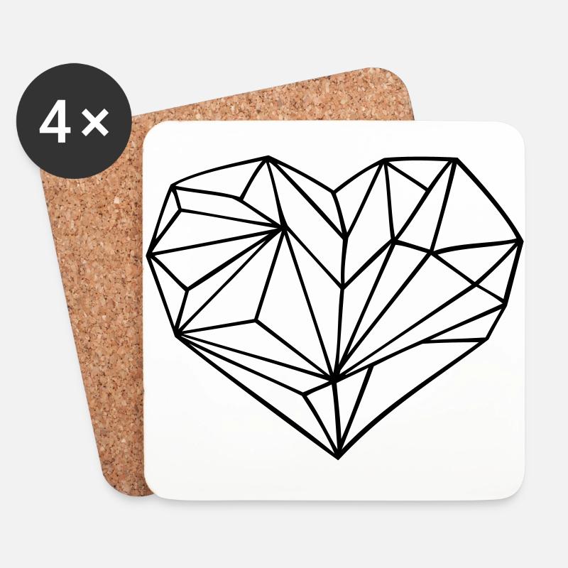 Herz geometrisch eigene Farbwahl des Designs - Untersetzer (4er-Set) - Weiß