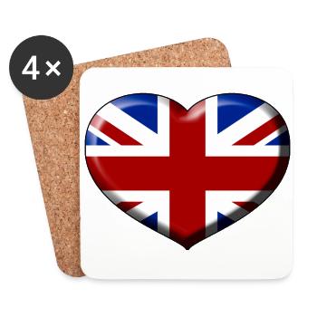 Union Jack Herz - Untersetzer (4er-Set) - Weiß - Vorne