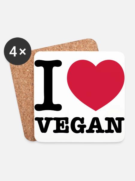 I love Vegan - Untersetzer (4er-Set) - Weiß