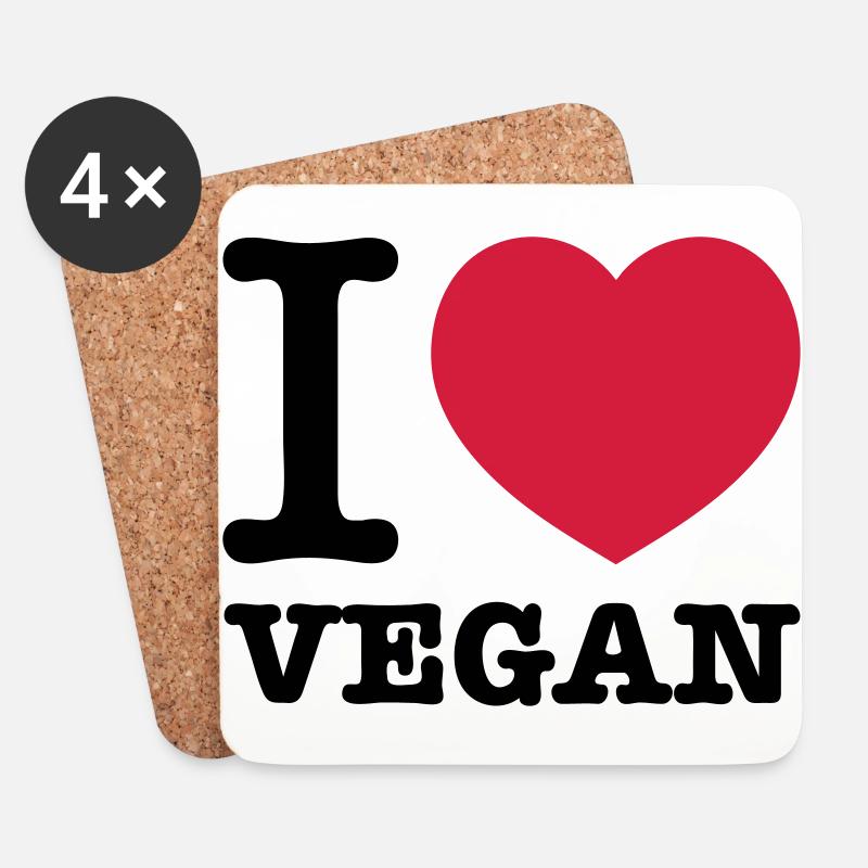 I love Vegan - Untersetzer (4er-Set) - Weiß