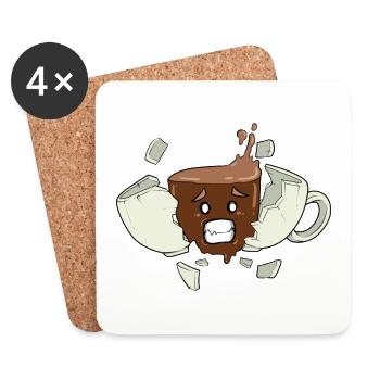 Kaffee Koffein Schock! Koffeinsucht Kaffeeliebe - Untersetzer (4er-Set) - Weiß - Vorne