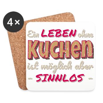 Ein Leben ohne Kuchen ist sinnlos Geschenk - Untersetzer (4er-Set) - Weiß - Vorne
