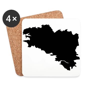 bretagne carte forme 2603 p - Dessous de verre (lot de 4) - blanc - Devant