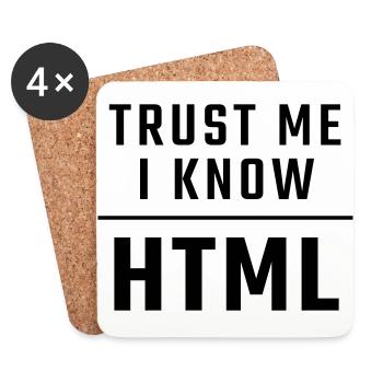 Trust me I know HTML - Coasters (set of 4) - white - Front