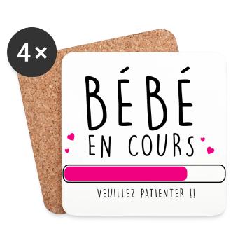 bebe en cours - Dessous de verre (lot de 4) - blanc - Devant