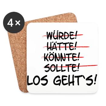 Hätte würde sollte los geht`s - Untersetzer (4er-Set) - Weiß - Vorne