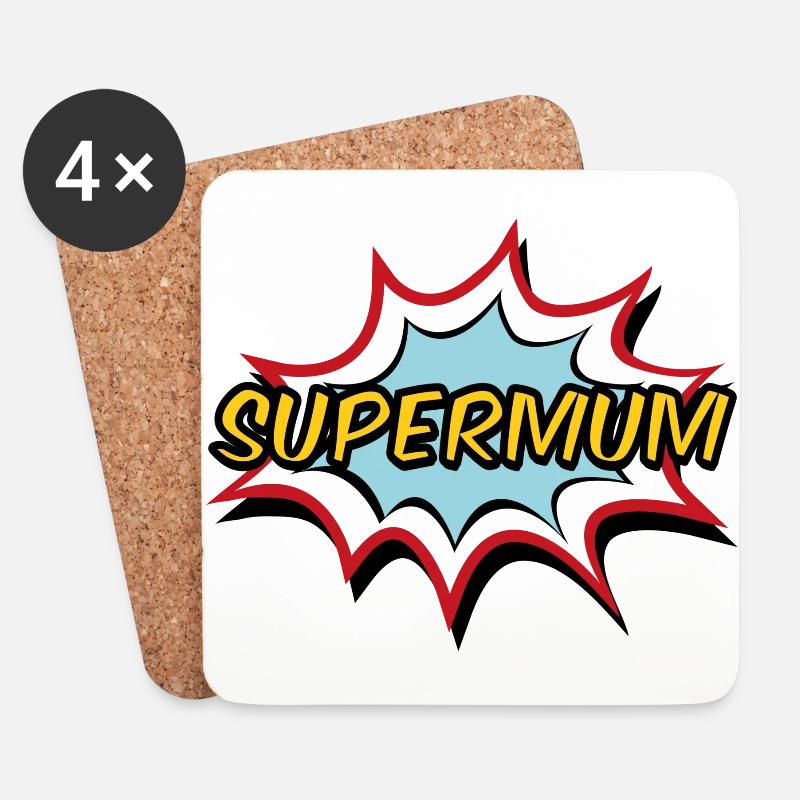 Supermum - Untersetzer (4er-Set) - Weiß