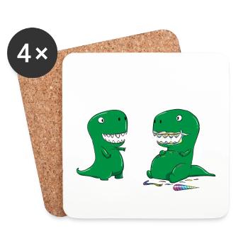 Funny Dino "Dude Did You Eat The Last Unicorn?" - Untersetzer (4er-Set) - Weiß - Vorne