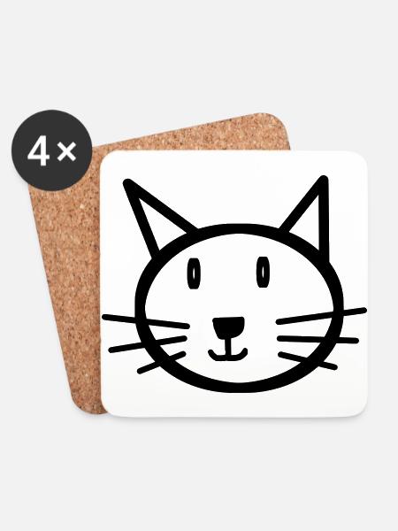 Cat Cats face Gift Gift idea - Coasters (set of 4) - white