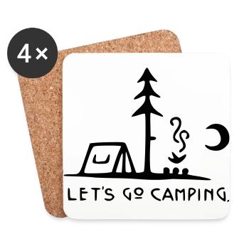 Let’s go Camping - Dessous de verre (lot de 4) - blanc - Devant