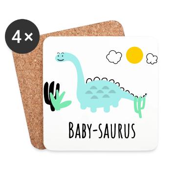 Baby Saurus - Geschenkidee - Untersetzer (4er-Set) - Weiß - Vorne