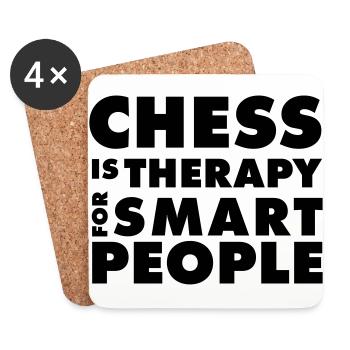 CHESS IS THERAPY - Schach T-Shirt - Geschenkidee - Untersetzer (4er-Set) - Weiß - Vorne
