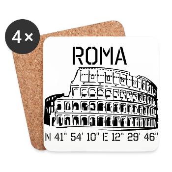 Rome Coordinates N 41 ° 54 '10' 'O 12 ° 29' 46 '' - Coasters (set of 4) - white - Front