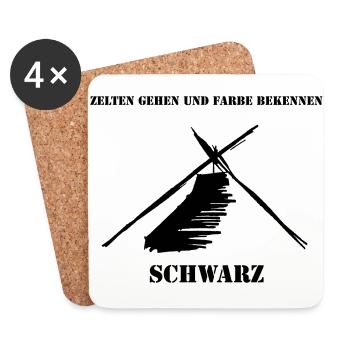 Kothe - GO CAMPING ET COULEUR NOIR CONFESS - Dessous de verre (lot de 4) - blanc - Devant