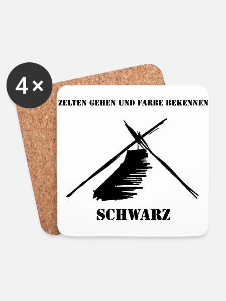 Kothe - GO CAMPING AND COLOR BLACK CONFESS - Coasters (set of 4) - white