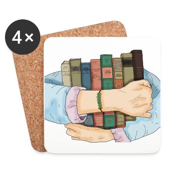 Buch, Bücher - Untersetzer (4er-Set) - Weiß - Vorne