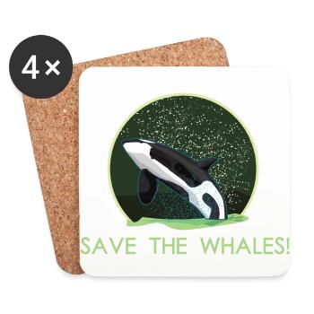 Sauver la planète Sauver les baleines Orque épaulard baleine - Dessous de verre (lot de 4) - blanc - Devant