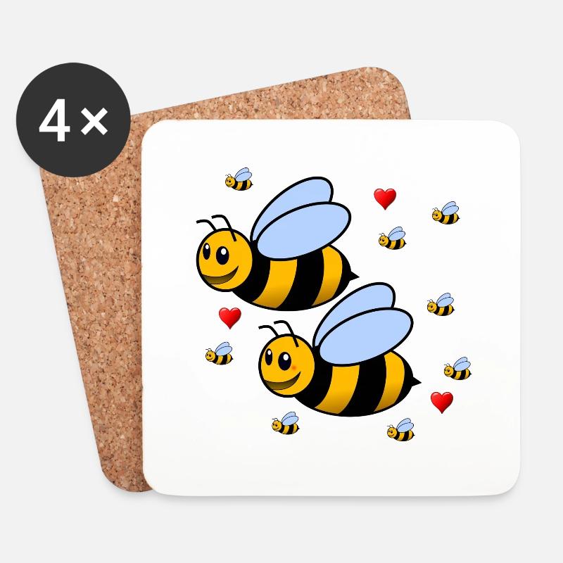 Hummel Biene Familie - Untersetzer (4er-Set) - Weiß