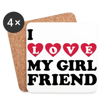 I LOVE MY girlfriend Valentine's Day love you u - Coasters (set of 4) - white - Front