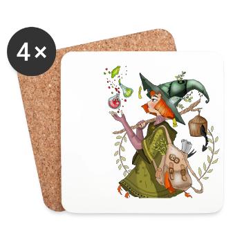 witch - Coasters (set of 4) - white - Front