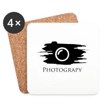 Photography, camera, camera, logo - Coasters (set of 4) - white - Front