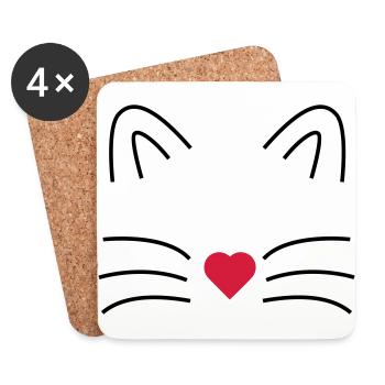 Katze - Untersetzer (4er-Set) - Weiß - Vorne