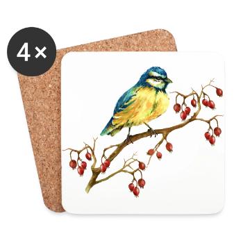 Oiseau de sikorka - Dessous de verre (lot de 4) - blanc - Devant